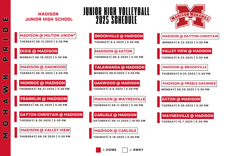 Junior High Volleyball Schedule 2025